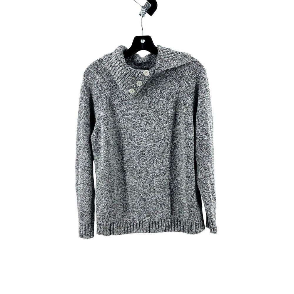 Karen Scott Women's Gray Long Sleeve Collared Knit Sweater Size Medium - Picture 1 of 9